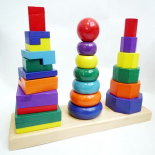 Wooden Geometric Stacker Children Wood Toys Free Shipping