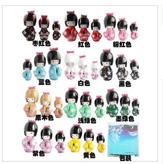 FREESHIPPING WholeSale 3PCS/sets Oriental Japanese Kokeshi Wooden Girl Dolls W-11