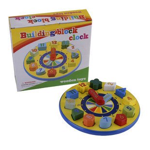 Free Shipping/Promotions/Building Block Clock/Educational Toys Wooden Toys(pieces/lot)