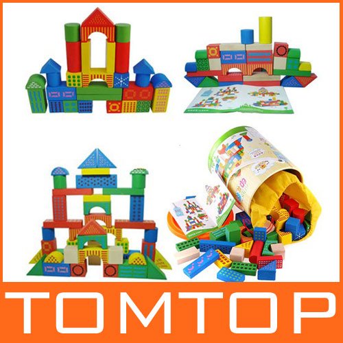 Wholesale, Children's Kids Colorful Wood Building Blocks Educational Funny DIY Toy, Christmas Gifts, Free Shipping