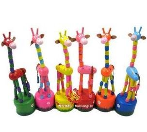 Free Shipping Preschool Educational Creative Hobby Rocking Animals Child Wooden Puzzle Intellectual Fingers Dancing Giraffes Toy