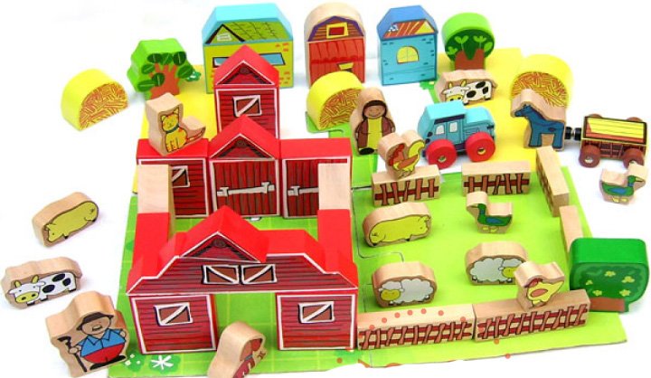 DHL Free Shipping!Farm Scene Blocks,DIY Children 's Wood Toys,puzzle,Toy Brick,Building Block,furniture Toys