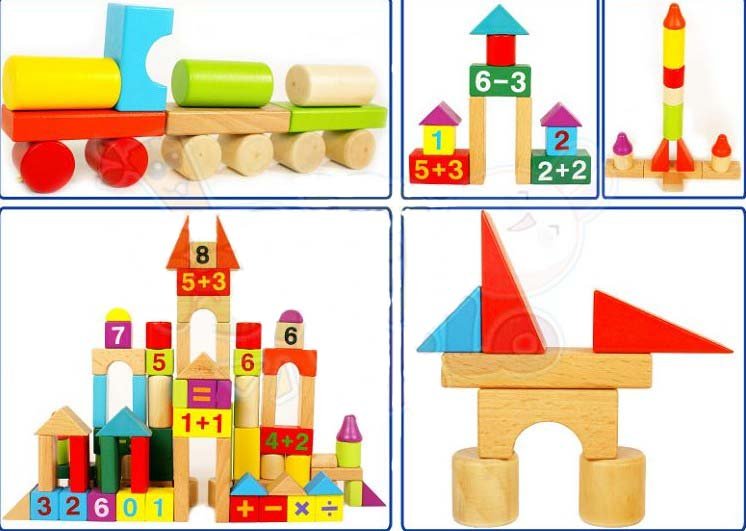Wholesale - Wooden Beads Building Blocks Wooden Bricks, Kids Educational Toy, Christmas Gift, 2pcs/lot