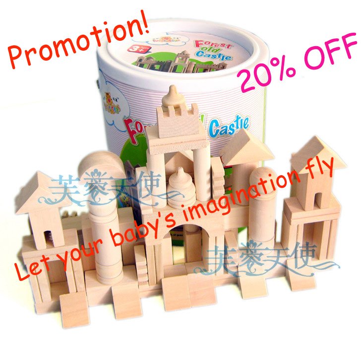 Free Shipping!Promotional!Unbleached Blocks/forest Castle Drum Building Blocks/retail/wholesales