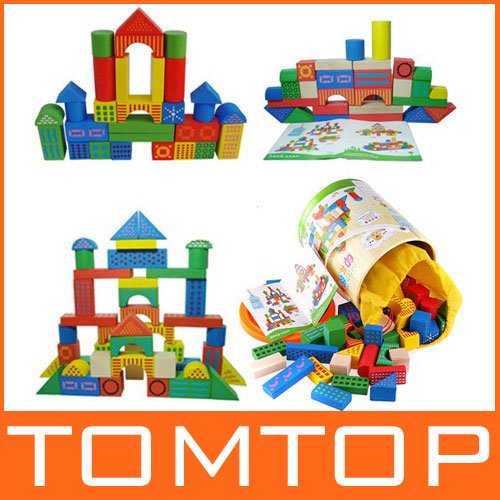 Free Shipping. Gifts For Kids Colorful Wood Building Blocks Educational Funny Toy
