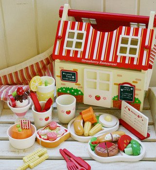 Free Shipping!Mother Garden-strawberry Restaurant,wood Toys,wooden Toy House