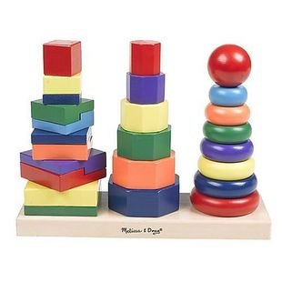 Free Shipping!Kid's Wooden Toys-Melissa&Doug Geometric Stacker,block