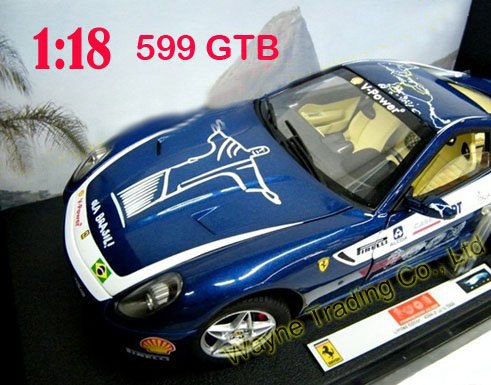 Alloy Model Car FERR 599 GTB Blue 1: 18 Car Models Decoration Static Display Collector's Edition Die Casting Toys