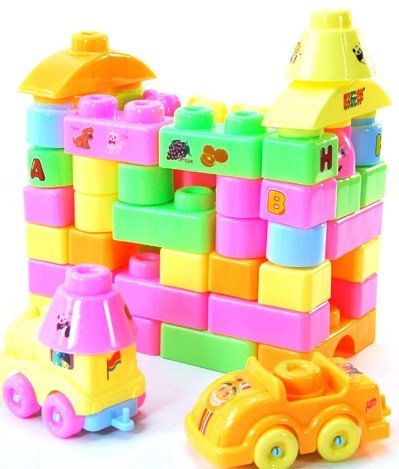 Free Shipping 5 Piece NEW Fun with Green Nontoxic Treasure Le Big Blocks / 70 Slice Blocks Bag (FX238