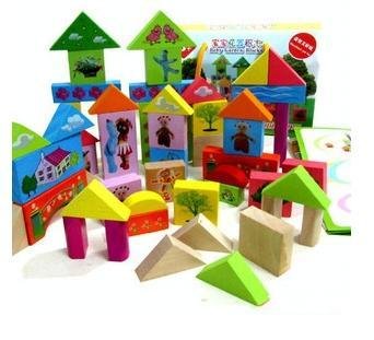 Wooden Toys Education Toys Baby Garden Blocks 50 Pcs/Set Free Shipping