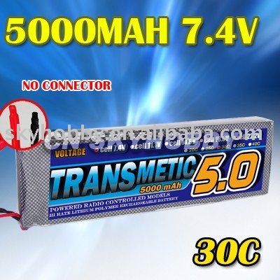 Free Shipping/Transmetic 5000mAh 7.4V Max 40C RC Lipo Battery