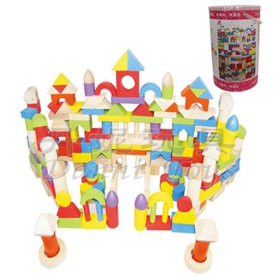 6pcs/ctn High-quality Wholesale Children Wooden Toy Castle Blocks+free Custom Logo