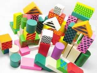 Wholesale/lot New Colorful Round Pail Of Wooden Blocks/Brick Toys-W2006