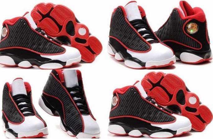 Free Shipping Basketball Shoes,sports Shoes,aj13 Men Shoes(white Black Red Mesh)