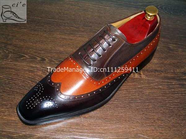 Free Shipping Bespoke Handmade Men's Oxford Color Brown/orange Shoe