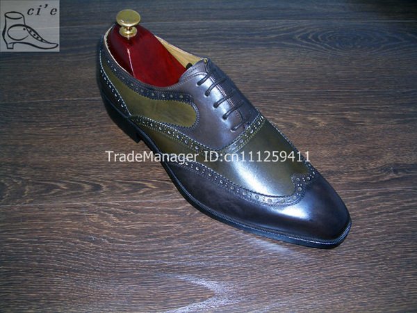 Free Shipping Bespoke Handmade Men's Oxford Color Dark Brown/dark Green Shoe