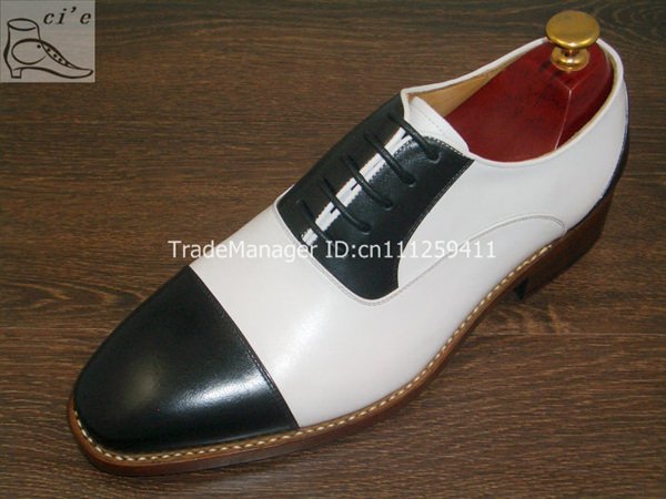 Free Shipping Bespoke Handmade Men's Oxford Color White/black Shoe