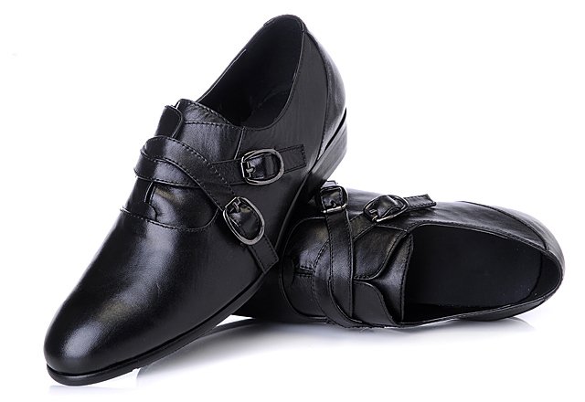 Free Shipping! Brand Men's Black Double - Breasted Leather Shoes Size:US7-US12