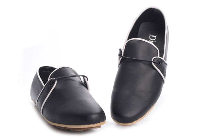 Free Shipping! Brand Men's White Edge Black Leather Shoes Dress Shoes Size:US7-US12