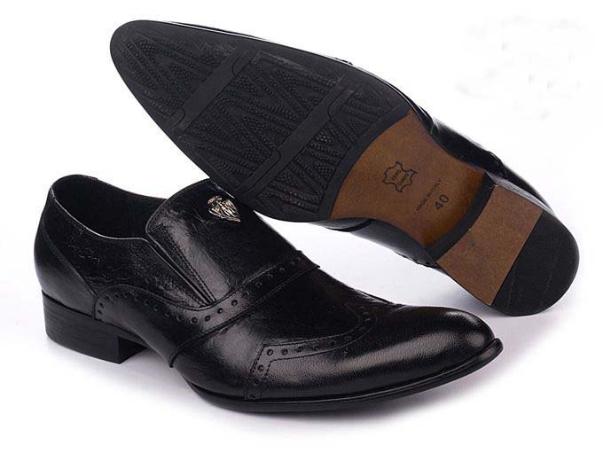 ^_^Wholesale New Arrival Calf Leather Dress Shoes Men's Leather Shoe with Black Fashion Men Cow Leather Shoes 19