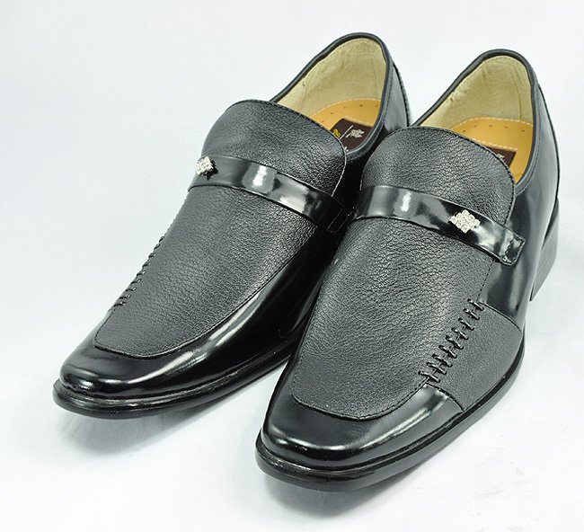Patent Leather Elevator Shoes--Grow 7CM Taller! JGL-4688 Men Dress Shoes Lift Your Height.