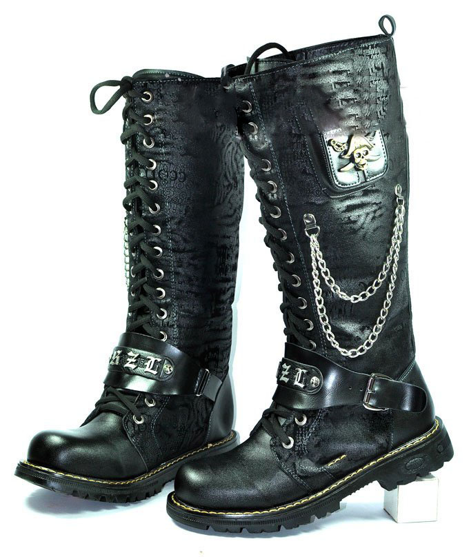 Free Shipping The New Grinding Surface Rock PUNK Tall Canister Knee-length Fashion Han Edition Male Boots Leather Boots Boots