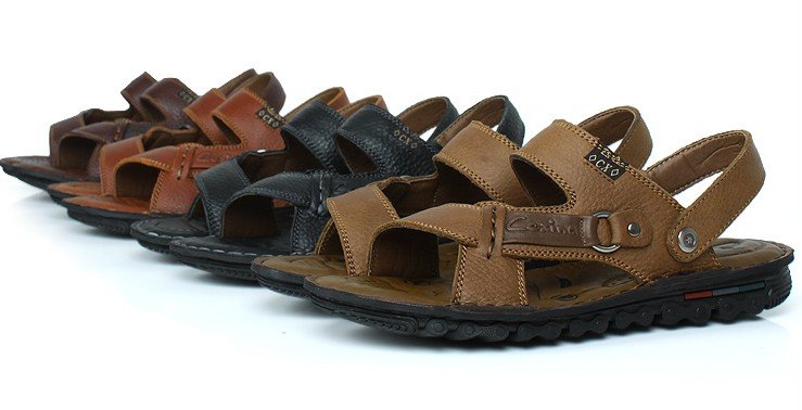 Free Shipping New Men's Casual Leather Beach Sandals Men