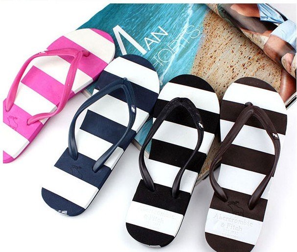 Spell Color Stripe Flat to Word Slippers Cool Slippers/beach Shoes