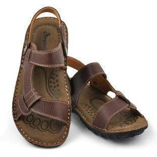 2011 New Arrival Men's Fashion Genuine Leather Sandbeach Style Buckle Strap Flat Heel Sandals Shoes Size US 7.5-11(SH697)