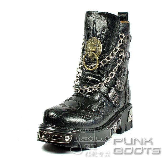Free Shipping New England Thick Soles Stage Performance with Skeleton Totem Fashion Han Boots Can Add Deserve Male Boots