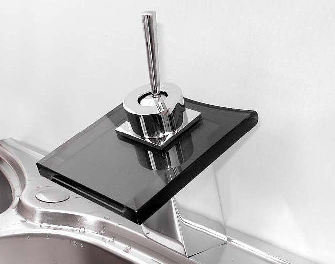 BATHROON KITCHEN GLASS WATERFALL FAUCET MIXER TAP