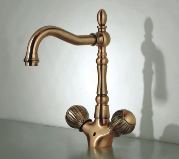 Two Handles Bathroom Antique Brass Sink Faucet - Free Shipping (F-5009)