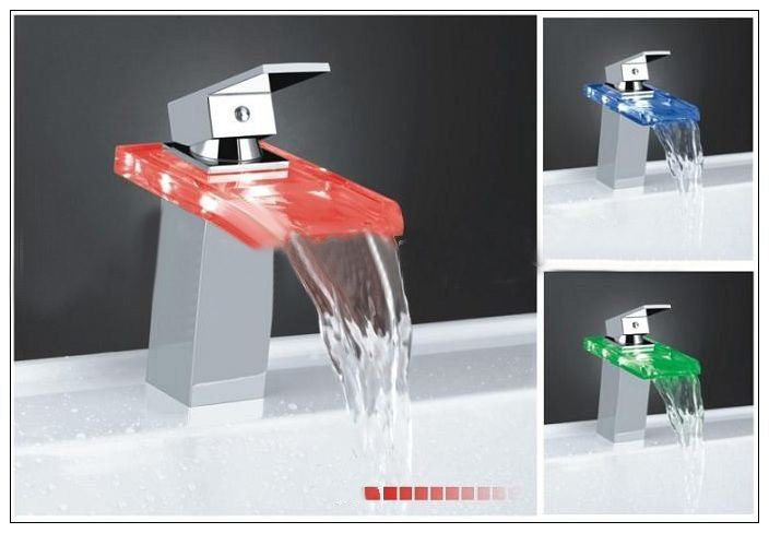 Free Shipping:LED Faucet Bathroom Glass Basin Mixer Tap QH0818F