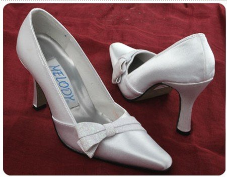 1 Pair/lot White Classic Bowknot Design Evening/Wedding/Party Shoes A1044