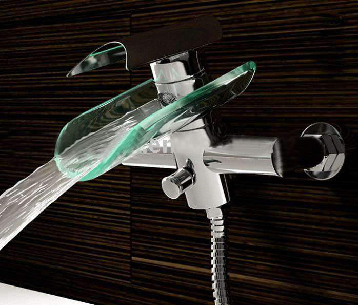 New Design Basin Bathroom Glass Tub Tap Faucet Free Shipping QH205