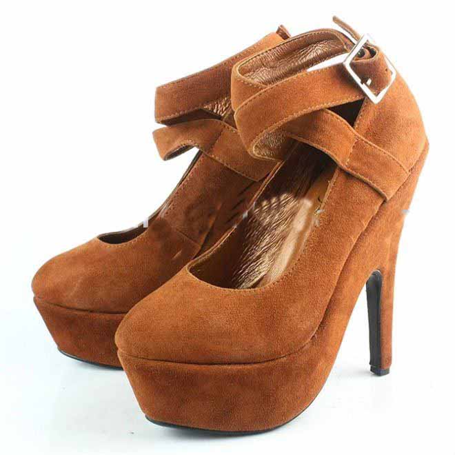 Lady High Heel Shoes Top Cotton 100% Genuine Leather Shoes
