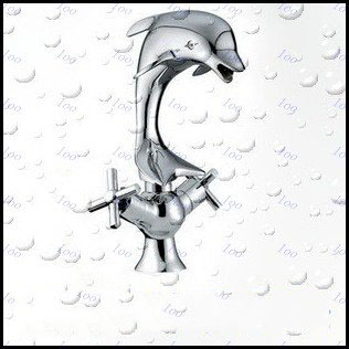 NE Dolphin Style Chrome Glass Vessl Sink Faucet Mixer