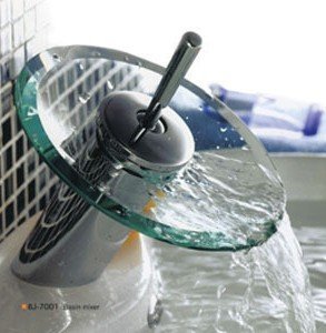 6pcs New Designer Glass Waterfall Basin Mixer Tap (achromatous) (AU)