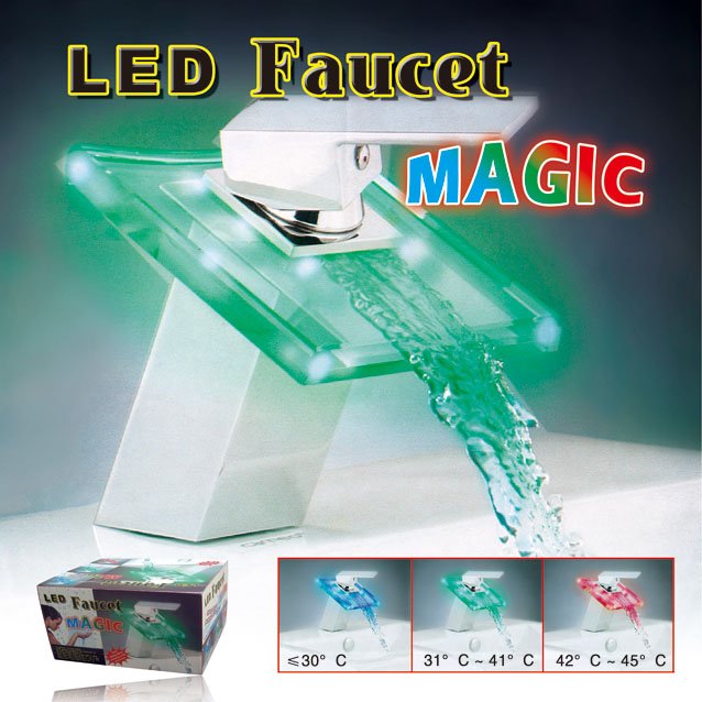 LED Faucet Lights,No Batteries,no Wires Needed. Colour Changes According to The Temperature of The Water Running Through It!
