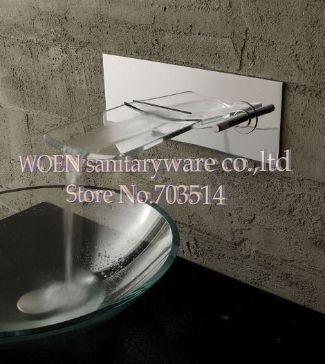 Single Handle Bathroom Glass Waterfall Sink Faucet