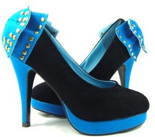 Ladies' Fashion Double Layer Studded High Heeled Pump Shoes Evening Shoes