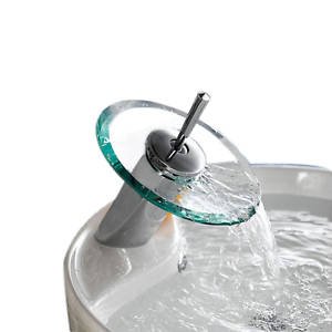 Single Handle Bathroom Glass Waterfall Sink Faucet