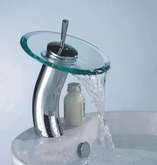 1 Handle Chrome Waterfall Bathroom Sink Lavatory Faucet