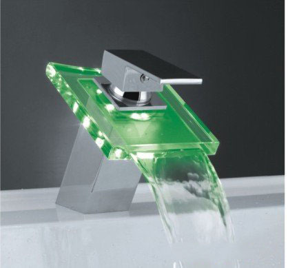 Single Lever Chrome Waterfall LED Bathroom Sink Faucet