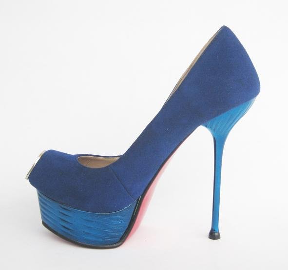 2011 Sexy High Heels Shoes Blue Velvet, Blue Plating, Waterproof High-heeled Shoes