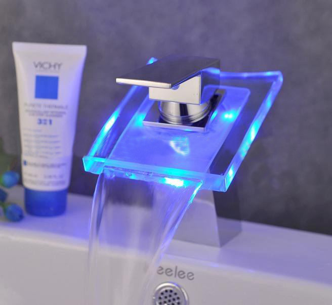 Free Shipping LED Basin Faucet Waterfall QH0815F