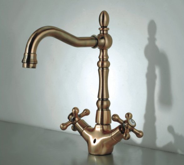 Two Handles Bathroom Antique Brass Sink Faucet - Wholesale - Free Shipping (F-5008)
