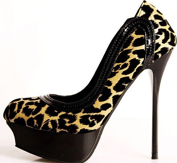 Leather Platform Stiletto High Heeled Shoes Round Toe Pumps Women's Dress Shoes