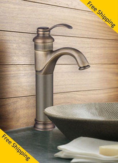 Free Shipping!Deck Mounted Basin Mixer Water Tap Single Handle Brass Antique Faucets Brass Faucet Basin Faucet Mixer Tap