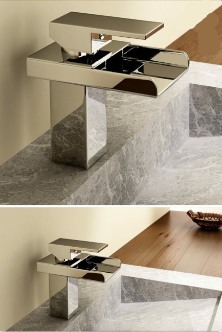 Waterfall Basin Faucet Chrome Finish Bathroom Tap Mixer